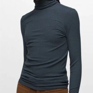 Prana ribbed fitted Turtleneck shirt  - blue